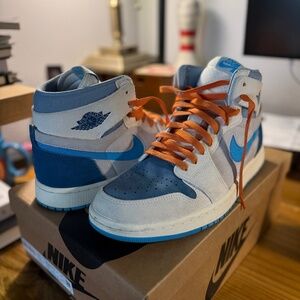ALMOST NEW WORN ONCE -MENS 10 - AIR JORDAN 1 ZM - AIR CMFT 2 - AQUA/CITRUS NIKE